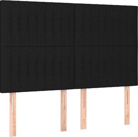 vidaXL Κρεβάτι Boxspring με Στρώμα Μαύρο 140x190 εκ. Υφασμάτινο