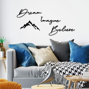 Decorative Metal Wall Accessory Dream Imagine Belive Black