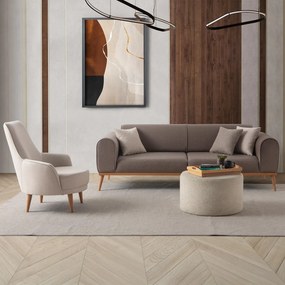 Stewehome Σετ Καναπέ 3+1 Τριθέσιος &amp;amp; Πολυθρόνα Καφέ 224x90x65 cm