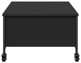 Τραπεζάκι Σαλονιού με Ροδάκια Μαύρο 91x55x34 εκ. Επεξ. Ξύλο - Μαύρο