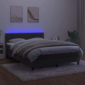 ΚΡΕΒΑΤΙ BOXSPRING ΜΕ ΣΤΡΩΜΑ &amp; LED ΣΚ. ΓΚΡΙ 140X190ΕΚ. ΒΕΛΟΥΔΙΝΟ 3134520