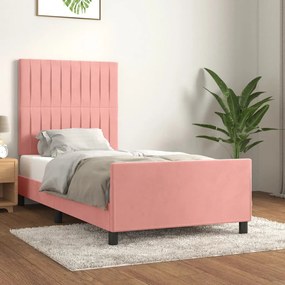 Πλαίσιο Κρεβατιού με Κεφαλάρι Ροζ 90x200 εκ. Βελούδινο