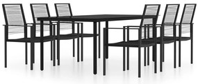 vidaXL Σετ Τραπεζαρίας Κήπου 7 Τεμαχίων Μαύρο