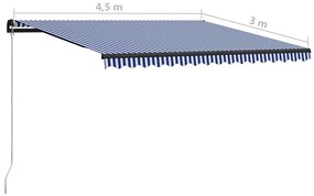 Τέντα Συρόμενη Χειροκίνητη Μπλε / Λευκό 450 x 300 εκ. - Μπλε