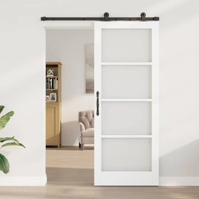 vidaXL Συρόμενη Πόρτα Χειροκίνητος Λευκό 83 x 211 εκ. Ξύλο και μέταλλο