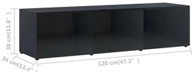 Έπιπλο Τηλεόρασης Γυαλιστερό Μαύρο 120x34x30 εκ. Επεξ. Ξύλο - Μαύρο