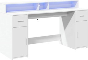 vidaXL Γραφείο με LED Λευκό 160x55x91 εκ. από Επεξεργασμένο Ξύλο