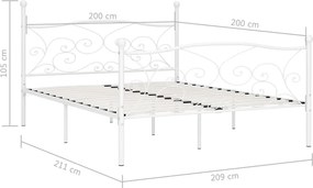 vidaXL Πλαίσιο Κρεβατιού με Τελάρο Λευκό 200 x 200 εκ. Μεταλλικό