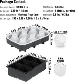 VEVOR Ice Ball Maker Silicone Ice Cube Tray with Lid 2 Packs Whiskey Cocktail
