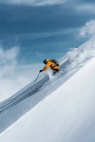 Φωτογραφία Mid adult male skier speeding downhill,, Ross Woodhall