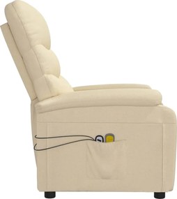 vidaXL Πολυθρόνα Μασάζ Ηλεκτρική Κρεμ Υφασμάτινη