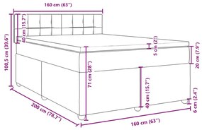 Κρεβάτι Boxspring με Στρώμα Αν. Πράσινο 160x200εκ Υφασμάτινο - Γκρι