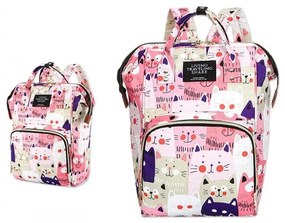 Τσάντα Πλάτης Μωρού B-402 Cats 26x16x39cm Pink Living Traveling Share Ύφασμα