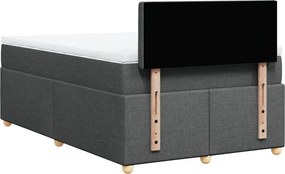 vidaXL Κρεβάτι Boxspring με Στρώμα Σκούρο Γκρι 120x200 εκ. Υφασμάτινο