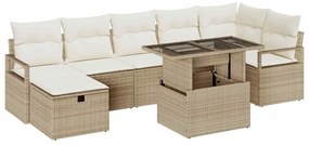 vidaXL Σετ Καναπέ Κήπου 8 Τεμαχίων με Μαξιλάρια, Μπεζ Πολυ Ράτταν