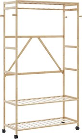 vidaXL Ράφι ρούχων με ράφια και ρόδες 110x40x180 εκ. Μπαμπού