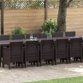 vidaXL Σετ Τραπεζαρίας Κήπου 17 pcs Καφέ Large Ρατάν