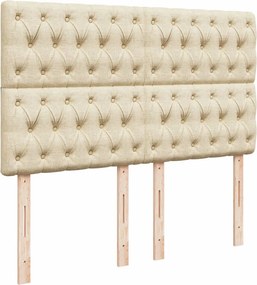 vidaXL Κρεβάτι Boxspring με Στρώμα Κρεμ 140x200 εκ. Υφασμάτινο