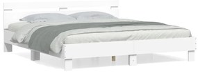 Πλαίσιο Κρεβατιού με Κεφαλάρι Λευκό 180x200εκ. Μασίφ Επεξ. Ξύλο - Λευκό