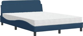 vidaXL Κρεβάτι με Στρώμα Dover Μπλε 120x200 εκ. Υφασμάτινο