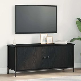 vidaXL TV Stand Μαύρης Δρυός Μαύρη δρυός Μοριοσανίδα, Μέταλλο