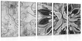 5 μέρη εικόνα λουλούδια με πέρλες σε μαύρο & άσπρο - 200x100