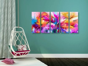 Αφηρημένα πολύχρωμα λουλούδια εικόνας 5 μερών - 200x100
