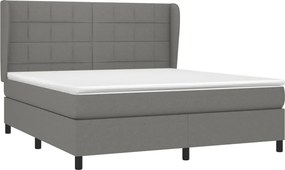 vidaXL Κρεβάτι Boxspring με Στρώμα Σκούρο Γκρι 180x200 εκ Υφασμάτιν