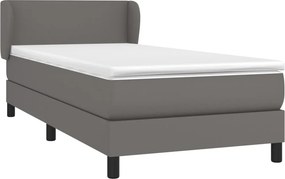 vidaXL Κρεβάτι Boxspring με Στρώμα Γκρι 100x200εκ. από Συνθετικό Δέρμα
