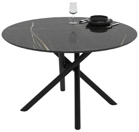 Τραπέζι ORACLE Στρόγγυλο Φ120x75εκ. Μαύρο Μάρμαρο