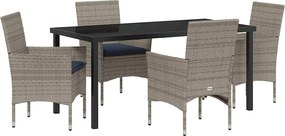 vidaXL Σετ τραπεζιού και καρέκλας 5 pcs Γκρι και Navy Blue Ράτα PE