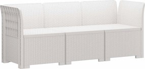 vidaXL Καθιστικό Κήπου 3 Θέσεων Rattan Look PP Λευκό