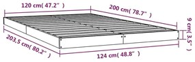 Πλαίσιο Κρεβατιού Λευκό 120 x 200 εκ. από Μασίφ Ξύλο Πεύκου - Λευκό