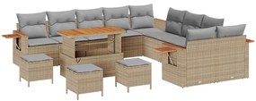 vidaXL Σετ Καναπέ Κήπου με μαξιλάρι 14 pcs Μπεζ Πολυ ράταν