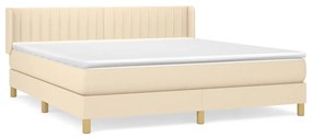 vidaXL Κρεβάτι Boxspring με Στρώμα Κρεμ 180x200 εκ. Υφασμάτινο