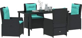 vidaXL Σέτ φαγητού για κήπο με μαξιλάρι 5 pcs Μαύρο Πολυ ράταν