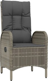 vidaXL Σετ Τραπεζαρίας Κήπου 9 τεμ. Γκρι Συνθ. Ρατάν με Μαξιλάρια