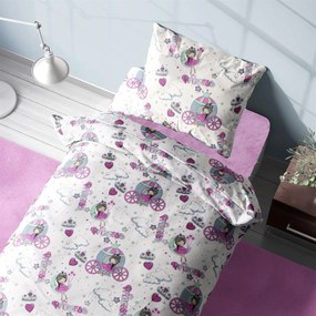 Σετ Σεντόνια 3τμχ Παιδικά Polycotton Μονά 160x240εκ. Princess 389 White-Lilac DimCol