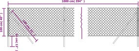 vidaXL Συρματόπλεγμα Περίφραξης Πράσινο 1 x 10 μ. με Στύλους