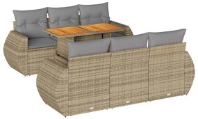 vidaXL Σαλόνι Κήπου Σετ 7 τεμ. Μπεζ Συνθετικό Ρατάν με Μαξιλάρια