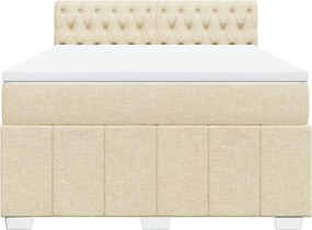 vidaXL Κρεβάτι Boxspring με Στρώμα Κρεμ 140x200 εκ. Υφασμάτινο