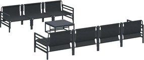 vidaXL Σετ Καναπέ Κήπου με μαξιλάρι 8 pcs Μαύρο Ατσάλι