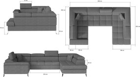 Γωνιακός καναπές Motta-Αριστερή-Leuko-Gkri - 350.00Χ202.00Χ70.00cm