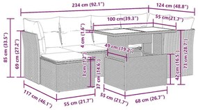 Σαλόνι Κήπου Σετ 7 Τεμαχίων Καφέ Συνθετικό Ρατάν με Μαξιλάρια - Καφέ