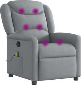 vidaXL Πολυθρόνα Μασάζ Ανακλινόμενη Ανοιχτό Γκρι Υφασμάτινη