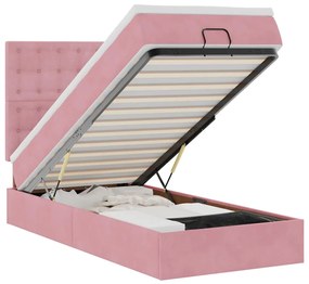 Οθωμανικό κρεβάτι με στρώματα &amp; LEDs Ροζ 90x190cm Velvet 3314437