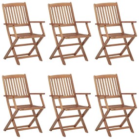 3074936 vidaXL Καρέκλες Εξ. Χώρου Πτυσσόμενες 6 τεμ. από Μασίφ Ξύλο Ακακίας Καφέ, 1 Τεμάχιο