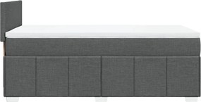 vidaXL Κρεβάτι Boxspring με Στρώμα Σκούρο Γκρι 90x190 εκ. Υφασμάτινο