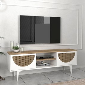 Έπιπλο τηλεόρασης Aureta Megapap χρώμα λευκό - sapphire oak 150x35x52,8 εκ. - 0241022