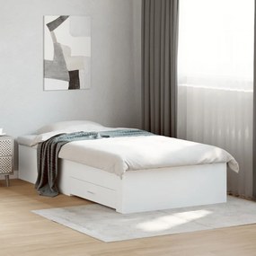 vidaXL Πλαίσιο Κρεβατιού με συρτάρια Λευκό 90x200 εκ Επεξεργ. Ξύλο